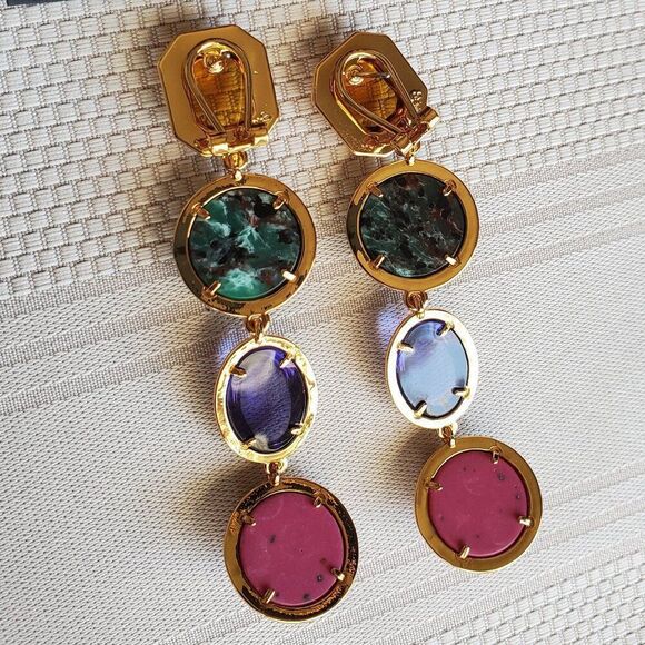 New! $225 Lele Sadoughi Bezel Jewel Linear Earrings Bezel Jewel Linear Earrings - Picture 6 of 12